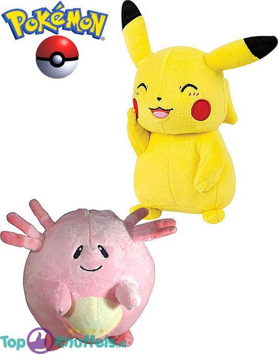 Pokemon speelgoed knuffel set Pikachu 23cm + Chansey 21cm | Pokémon Friends: Charmander Bulbasaur Eevee Charizard Squirtle Snorlax